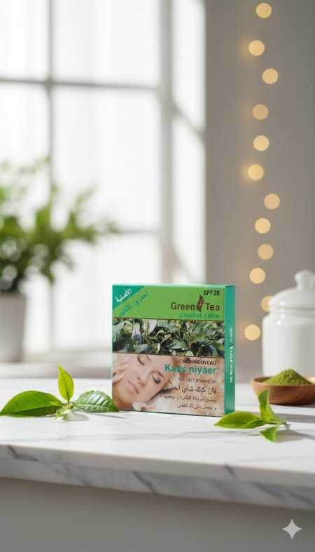 Kass Niyaer Green Tea Powder Cake SPF 20 - بودرة "بان كيك" بالشاي الأخضر من كاس نيار